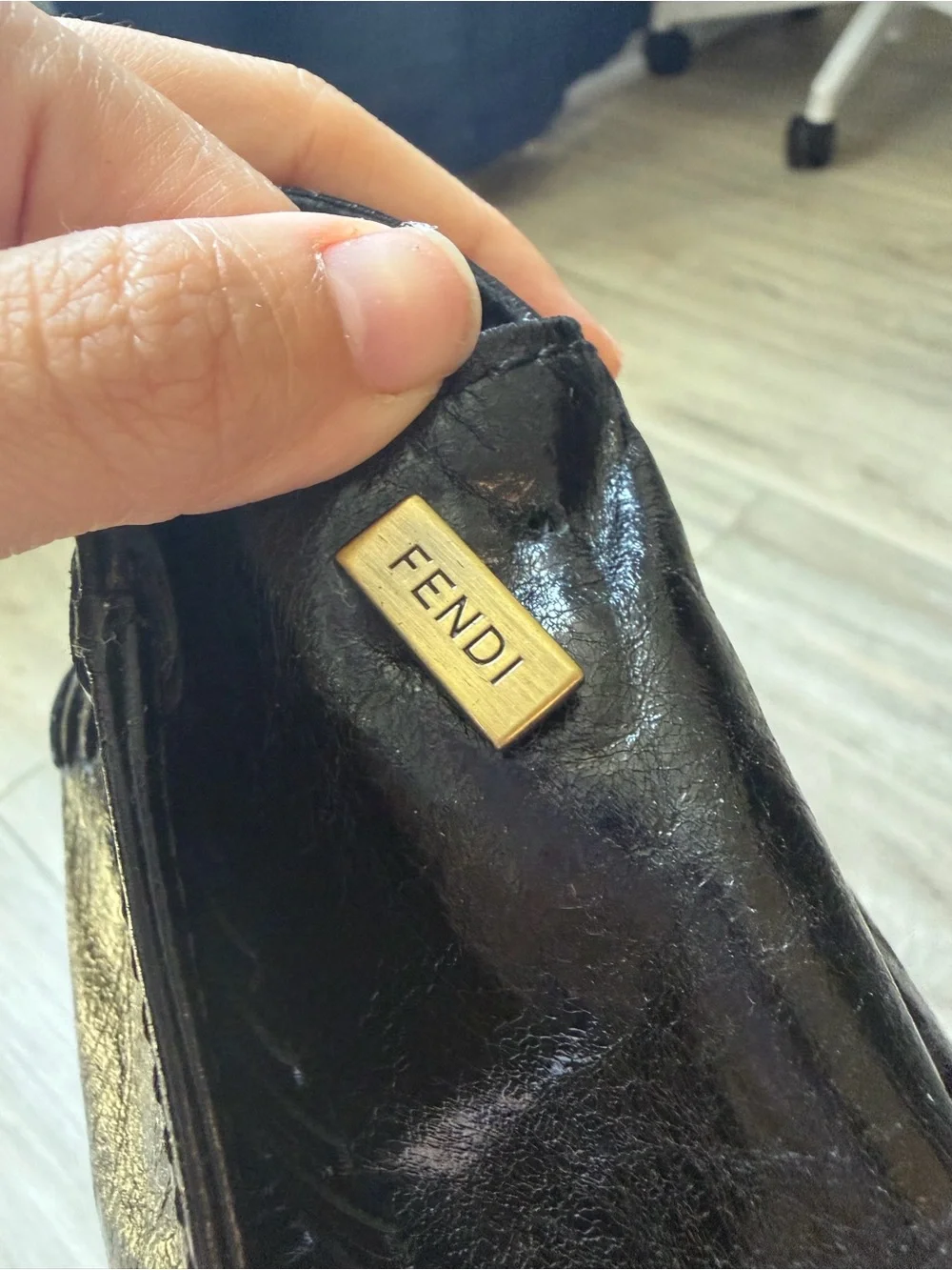 RARE Fendi JUMBO HUGE Black Baguette Whipstitch Clutch - Document Holder